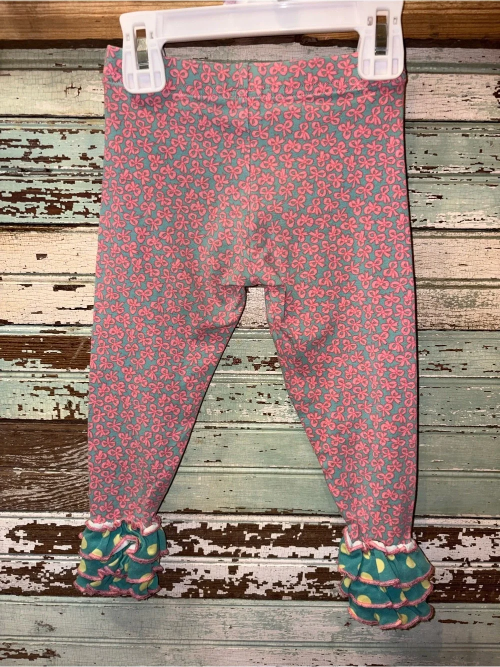 Matilda Jane Aqua & Pink Bow Floral Fox & Fox Print Leggings 2 piece Set Outfit